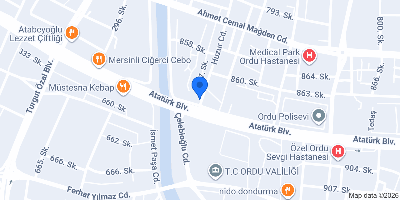 Ordu Tarım İl Müdürlüğü konumu