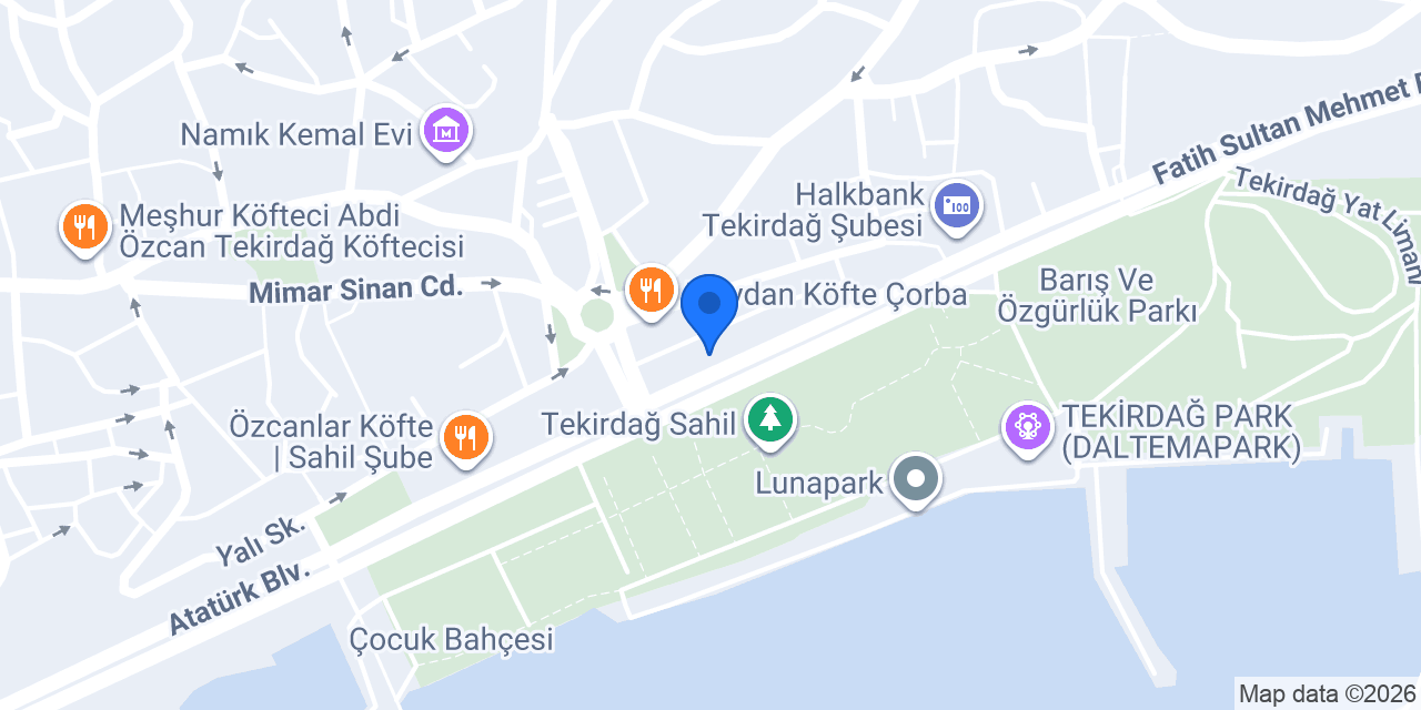 Baklava büfe Tekirdağ Sahil konumu