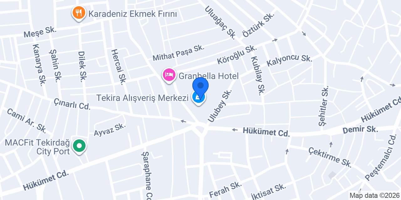 Garenta Tekirdağ Tekira AVM Araç Kiralama konumu
