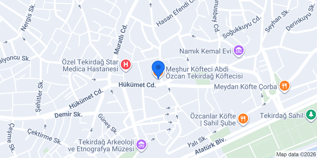 Meşhur Köfteci Abdi Özcan Tekirdağ Köftecisi konumu