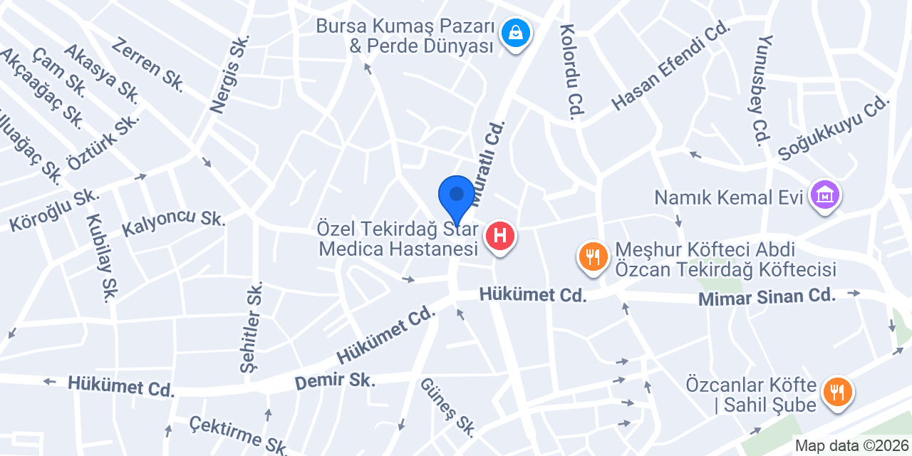 Tekirdağ Perde Sarayı konumu
