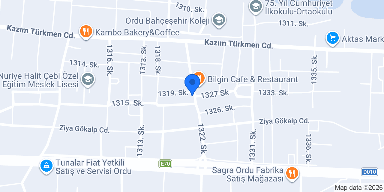 Çağlayan Cafe Ordu konumu