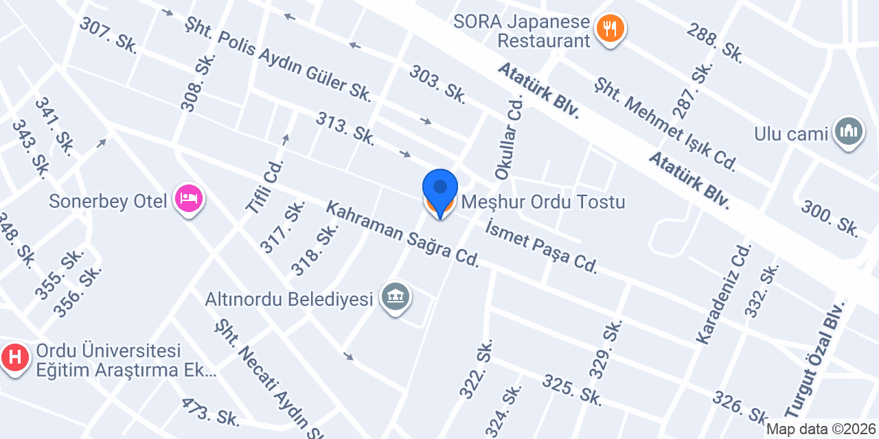 Meşhur Ordu Tostu konumu
