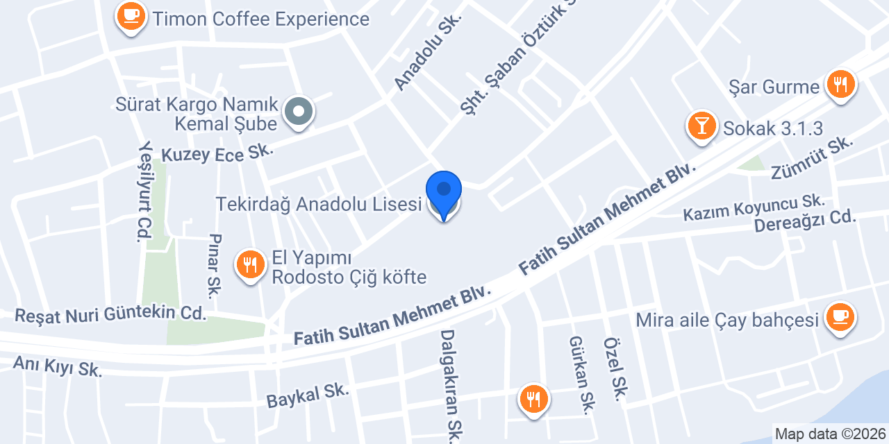 Tekirdağ Anadolu Lisesi konumu
