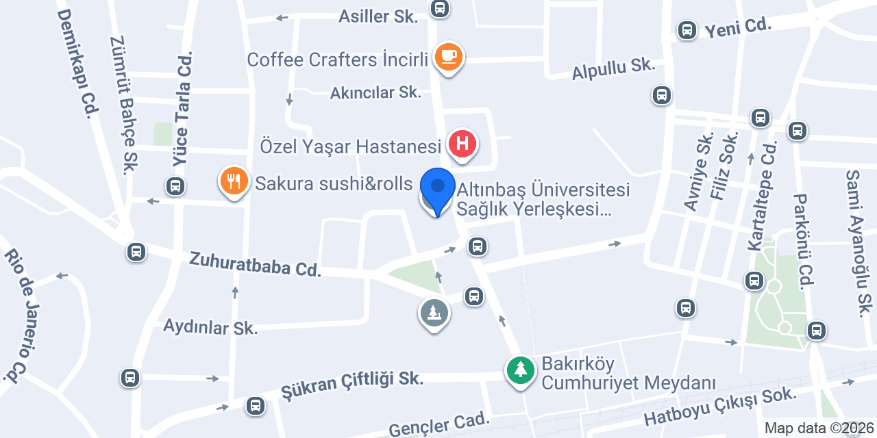 Altınbaş Üniversitesi Diş Hastanesi konumu