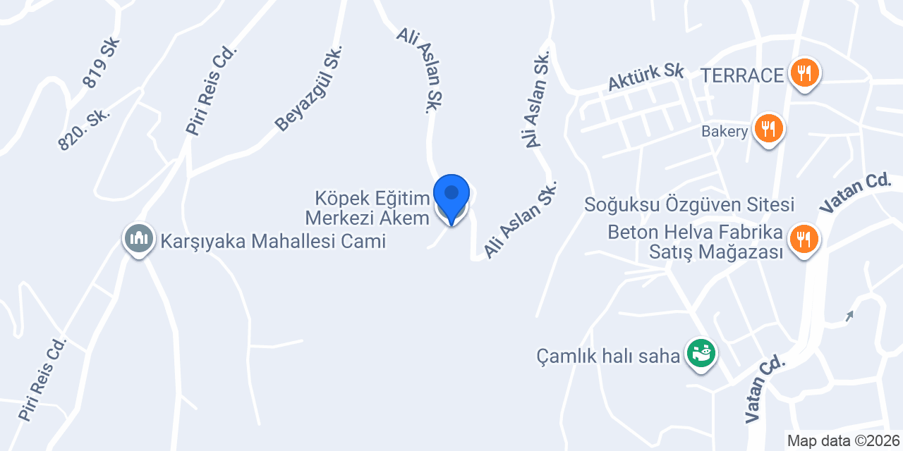 Köpek Eğitim Merkezi Akem konumu