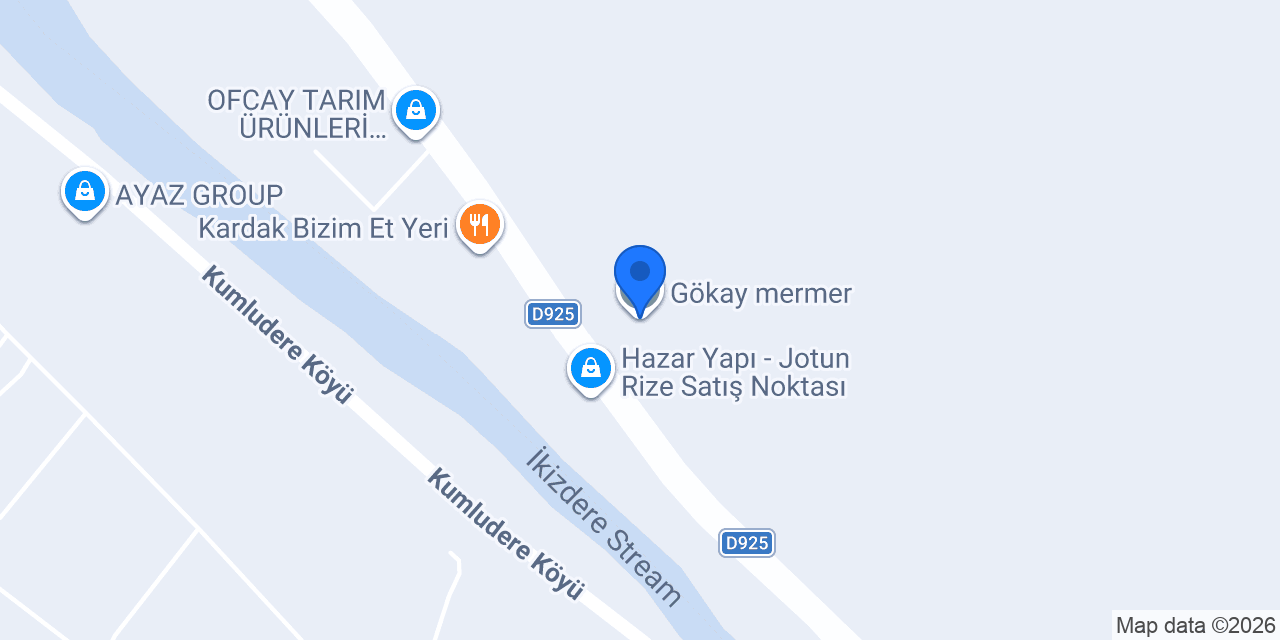 Gökay mermer konumu