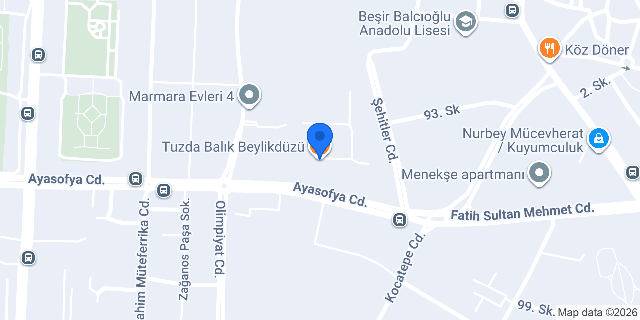 Tuzda Balık Beylikdüzü konumu