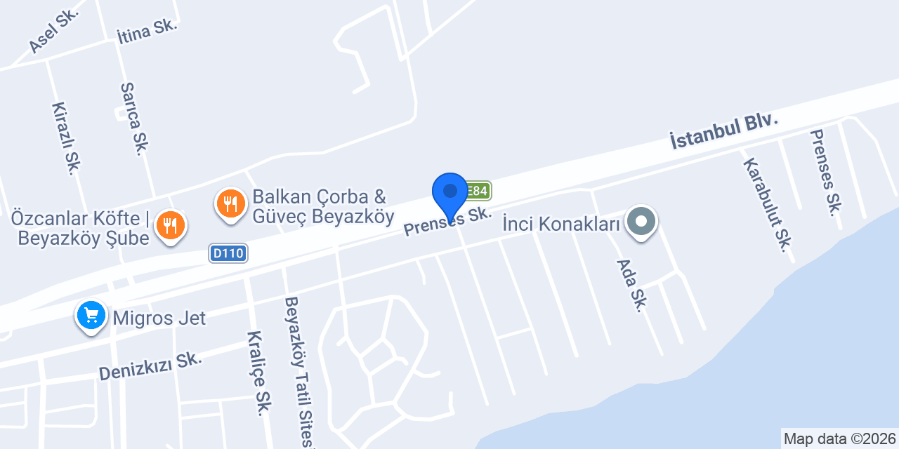 Beyazköy Balık Evi konumu
