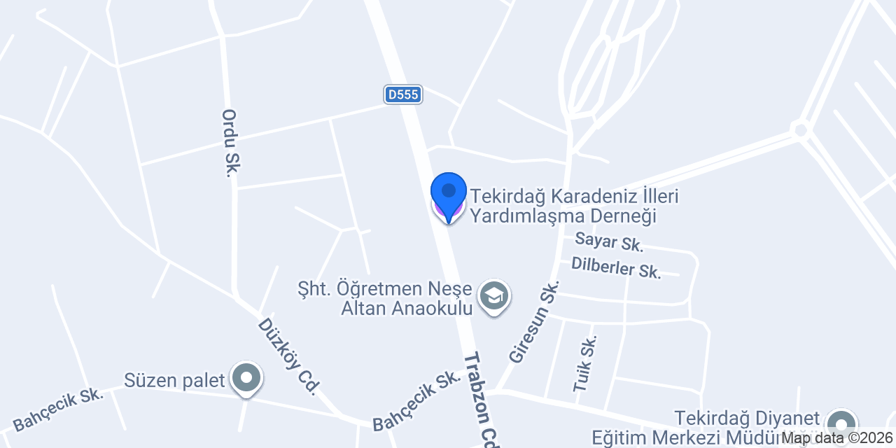 Tekirdağ Karadeniz İlleri Yardımlaşma Derneği konumu