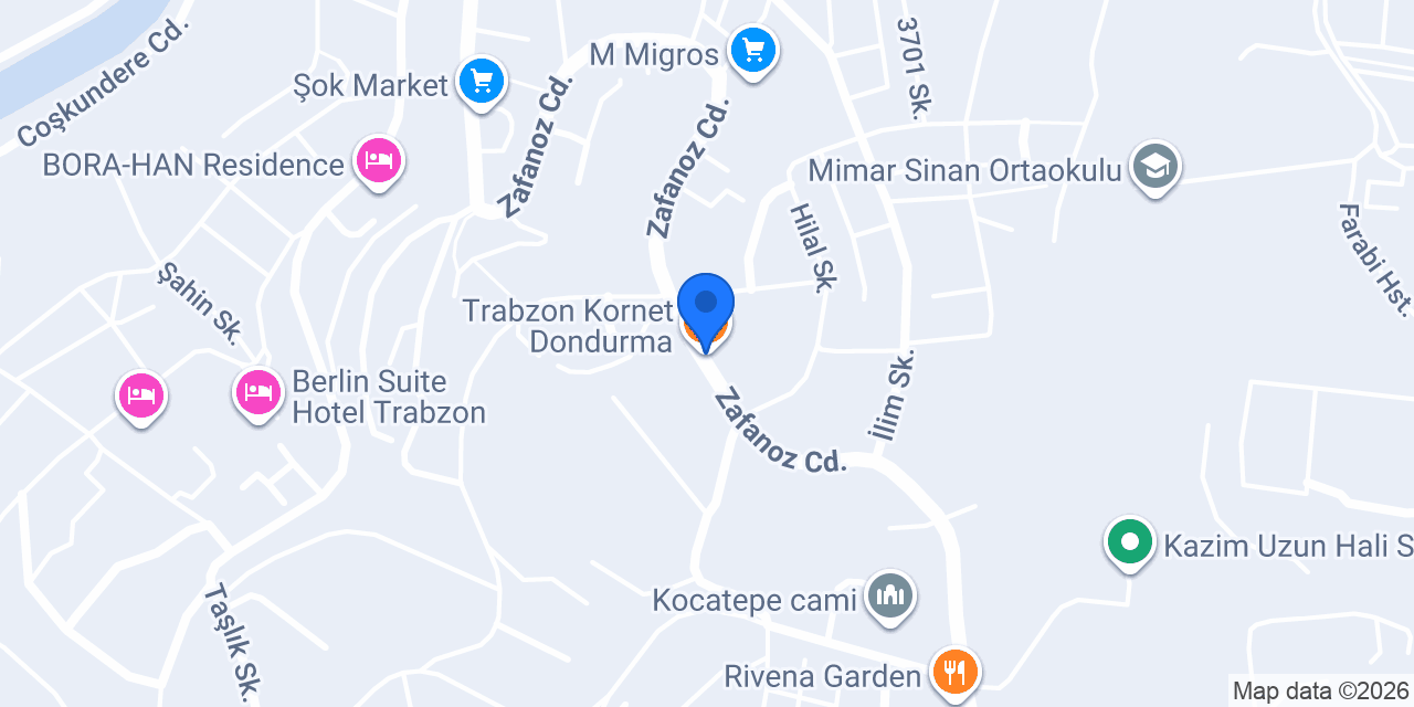 Trabzon Kornet Dondurma konumu