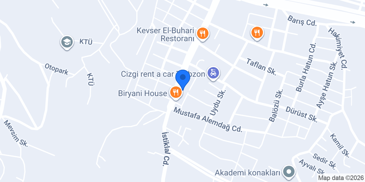 Sky Way Cafe & Restaurant Trabzon konumu