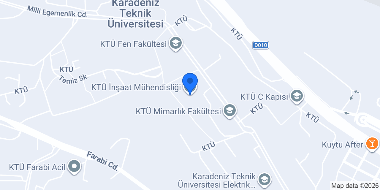 KTÜ İnşaat Mühendisliği konumu