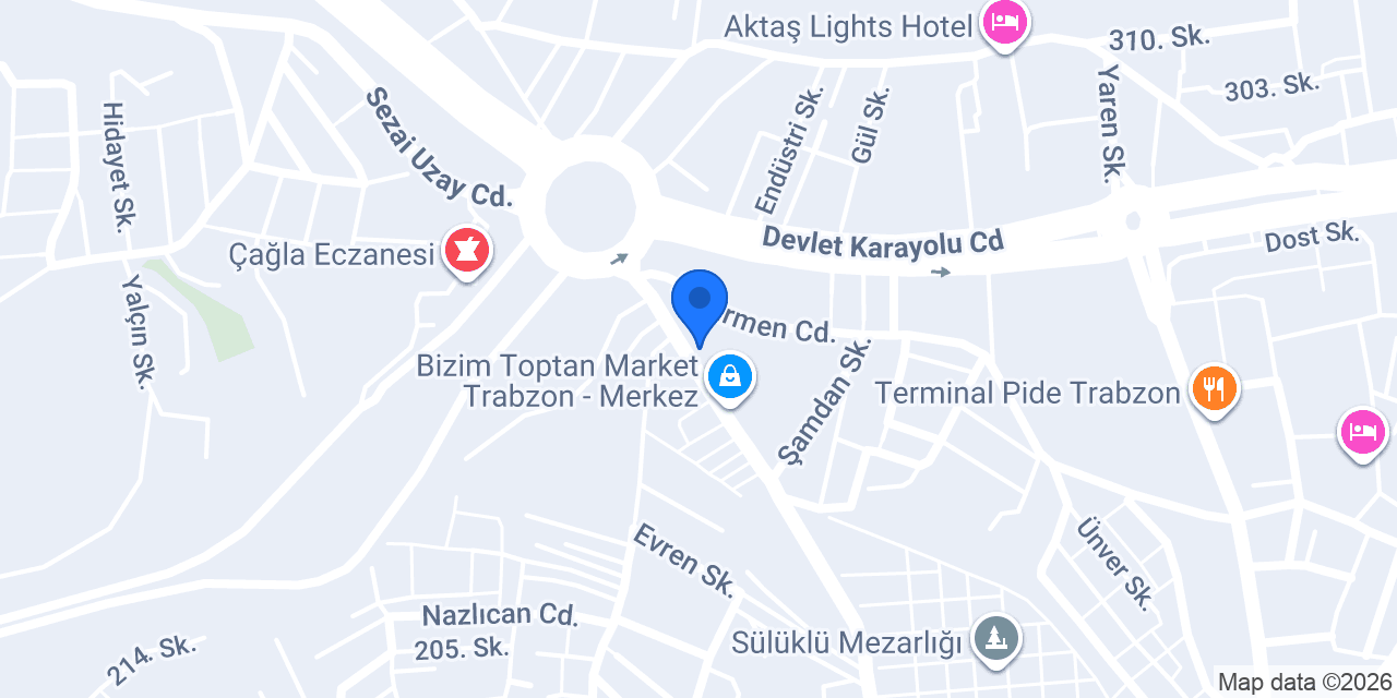 Trabzon Star Pansiyon konumu