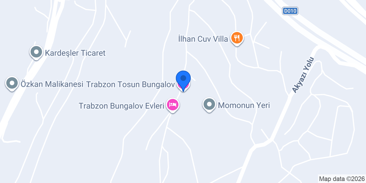 Trabzon Tosun Bungalov konumu
