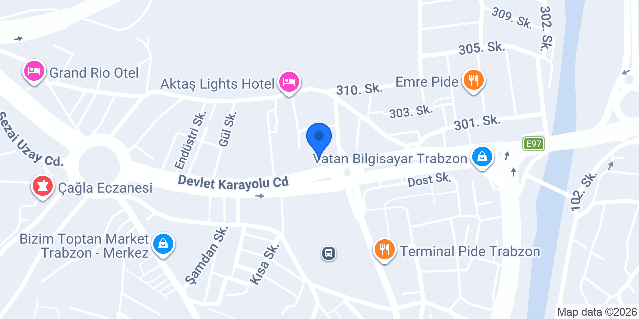 Vakıf Katılım Trabzon Değirmendere Şubesi konumu