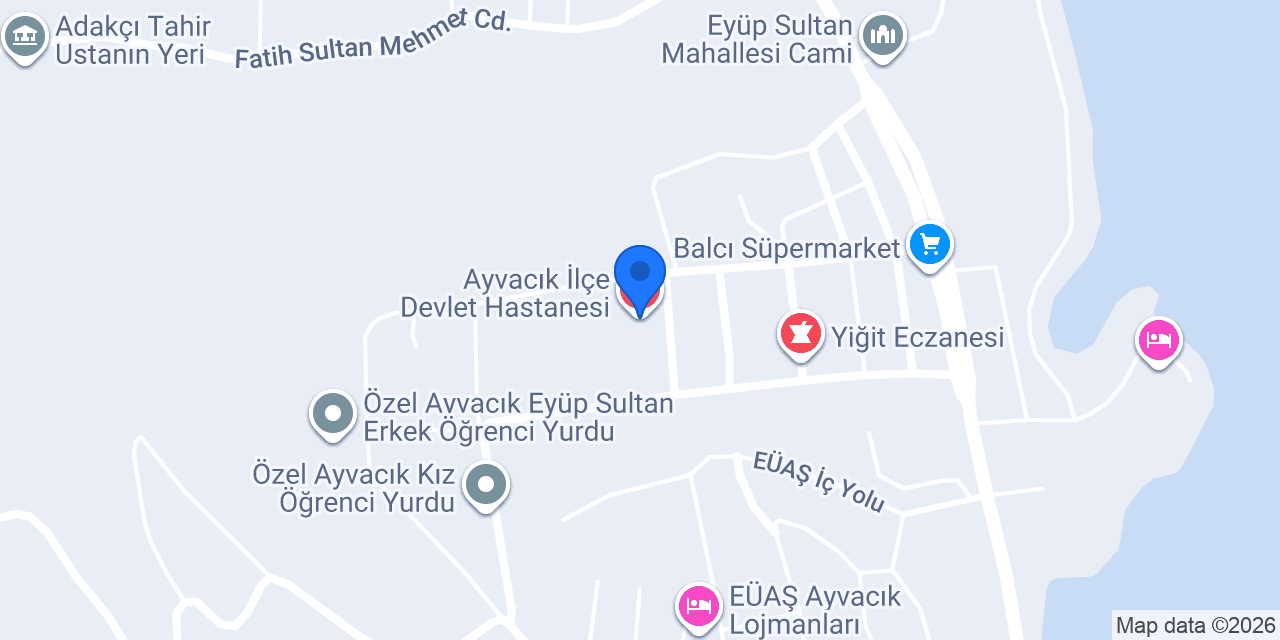 Ayvacık İlçe Devlet Hastanesi konumu