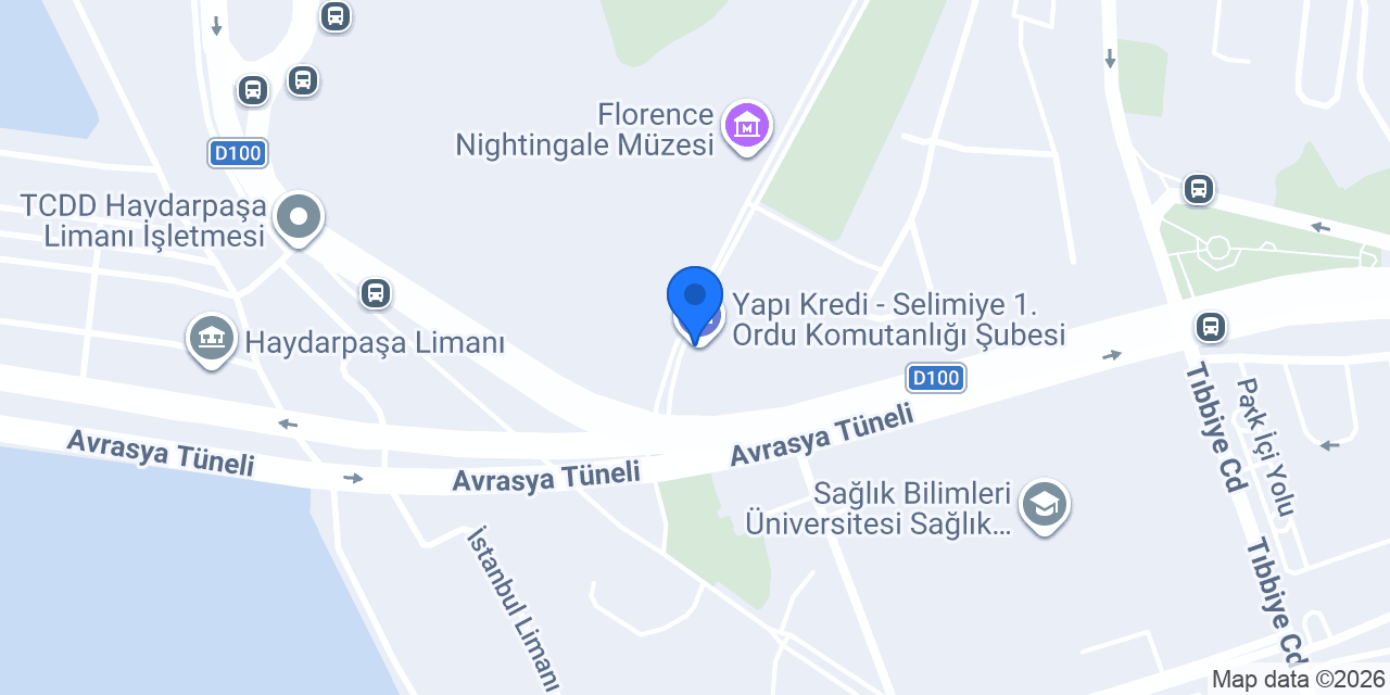 Yapı Kredi - Selimiye 1.Ordu Komutanlığı Şubesi konumu