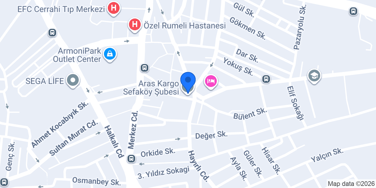 Aras Kargo Sefaköy Şubesi konumu