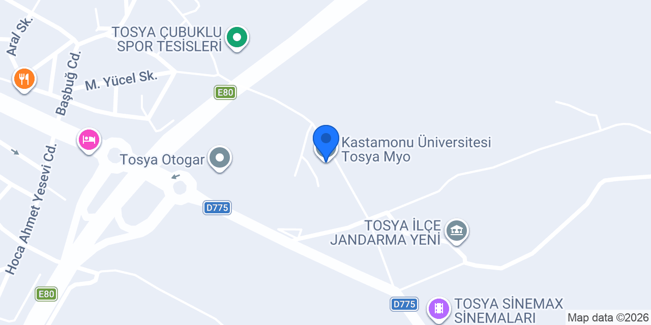 Kastamonu Üniversitesi Tosya Myo konumu