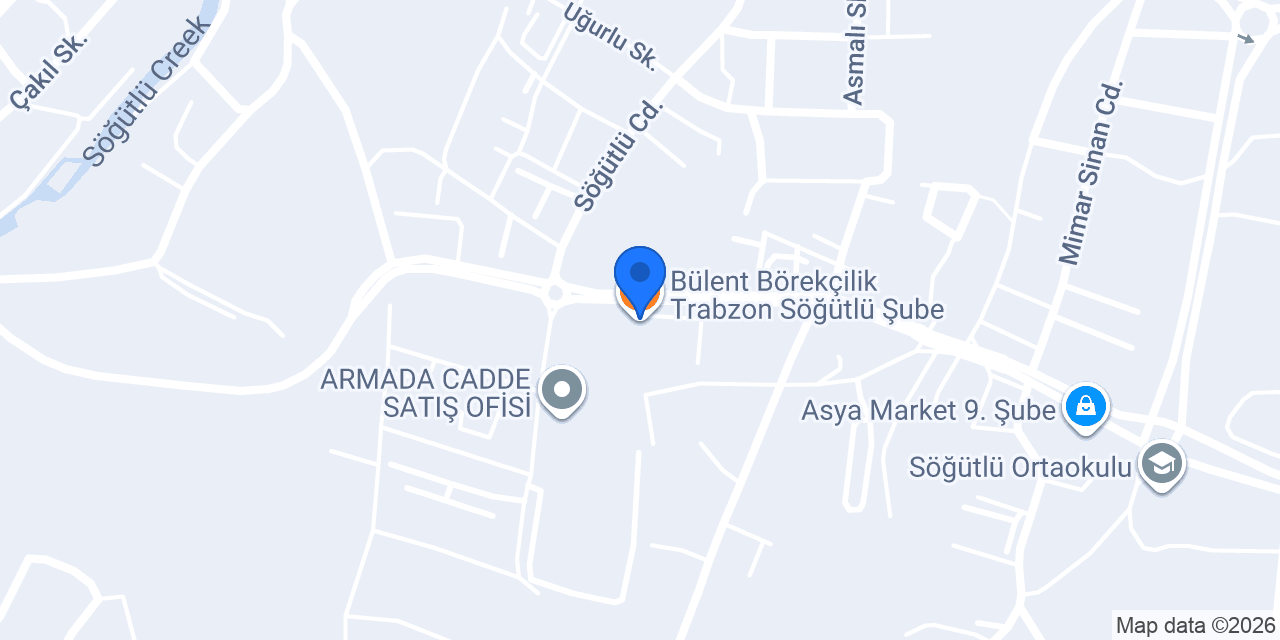 Bülent Börekçilik Trabzon Söğütlü Şube konumu
