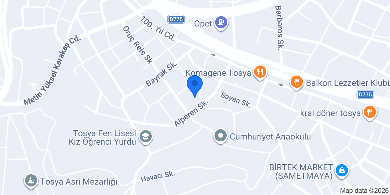 Tosya İlçe Emniyet Müdürlüğü konumu