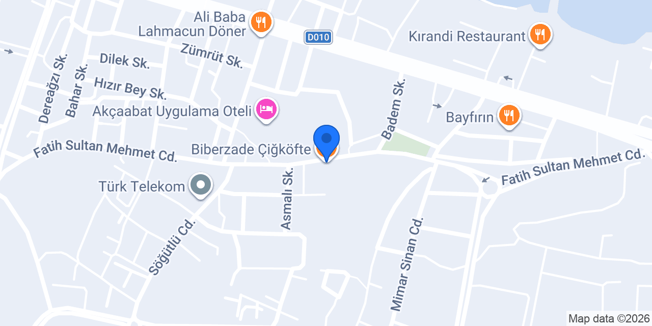 Biberzade Çiğköfte konumu