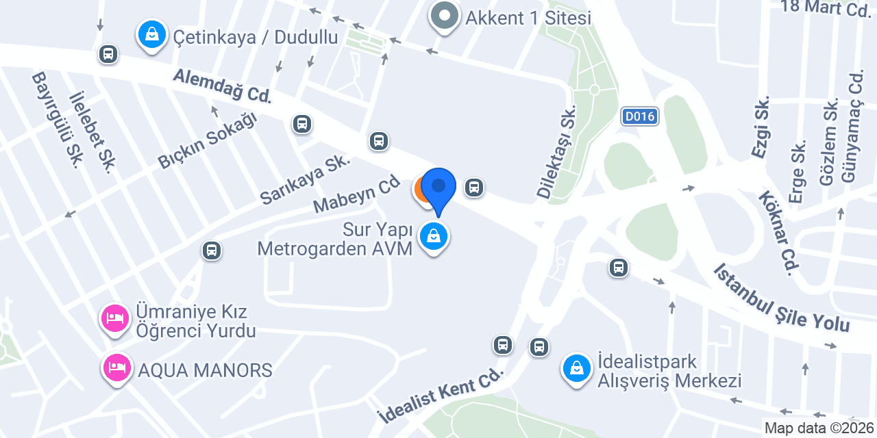 Altınbaş Metro Garden AVM konumu