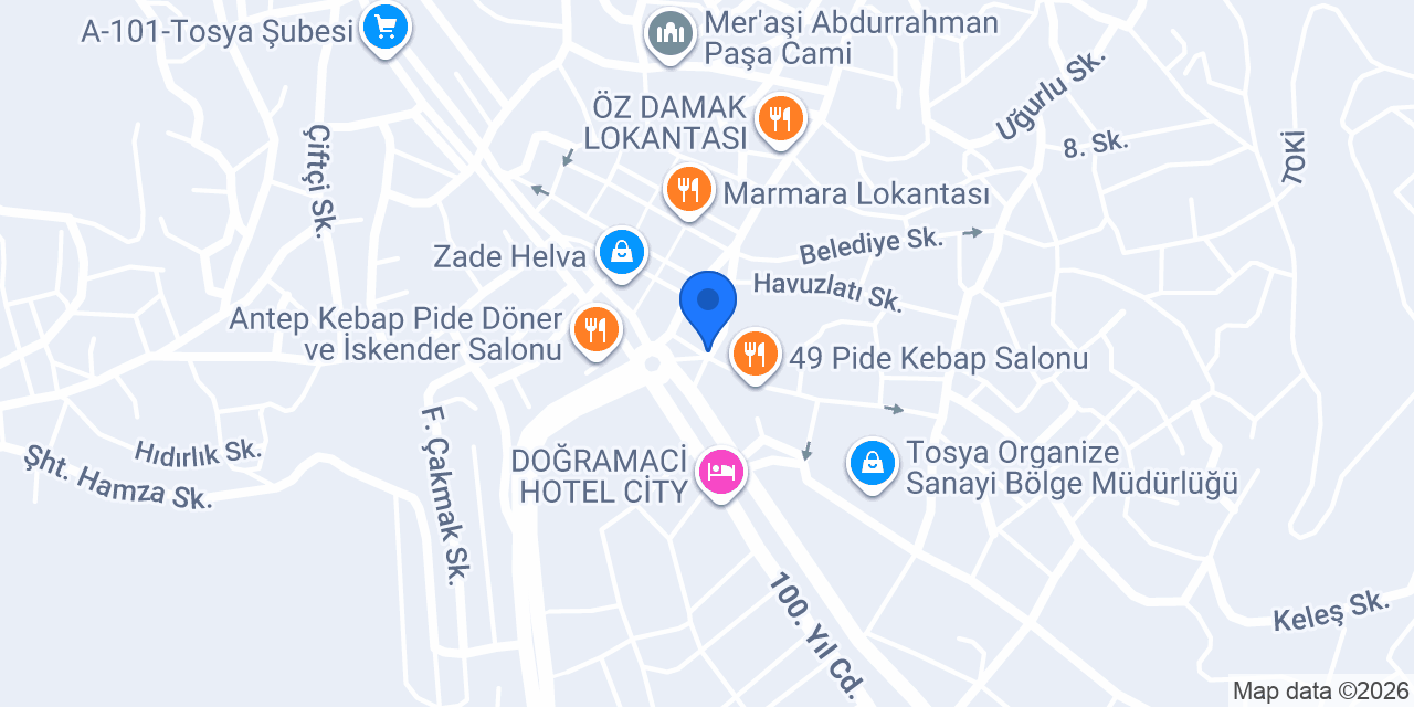 Şekerbank Tosya Şubesi konumu