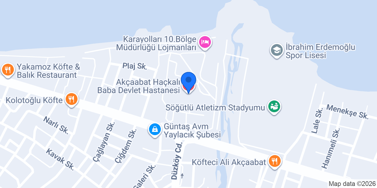 Akçaabat Haçkalı Baba Devlet Hastanesi konumu