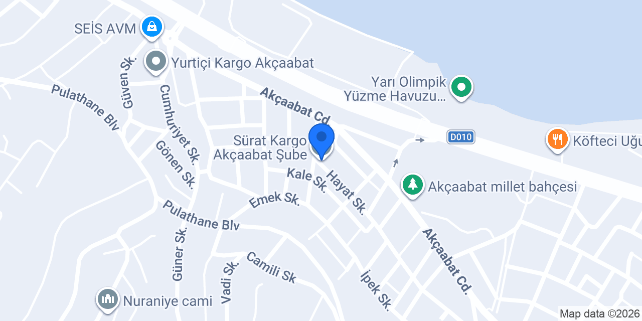Sürat Kargo Akçaabat Şube konumu