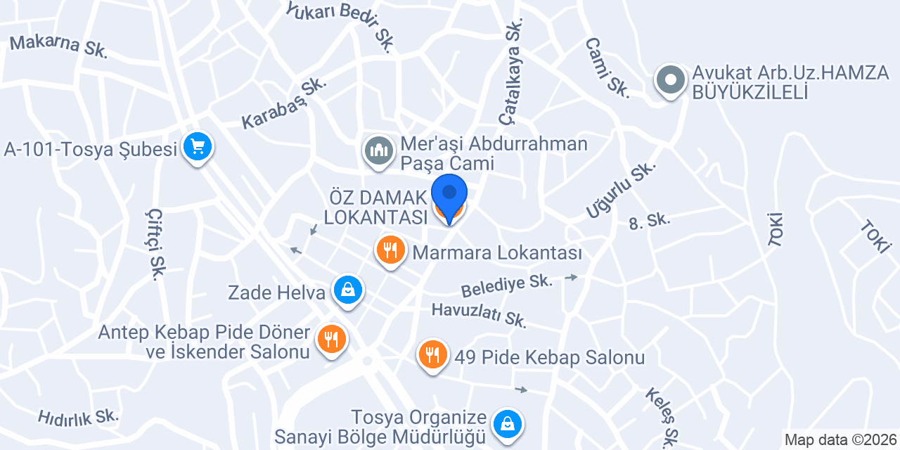 ÖZ DAMAK LOKANTASI konumu