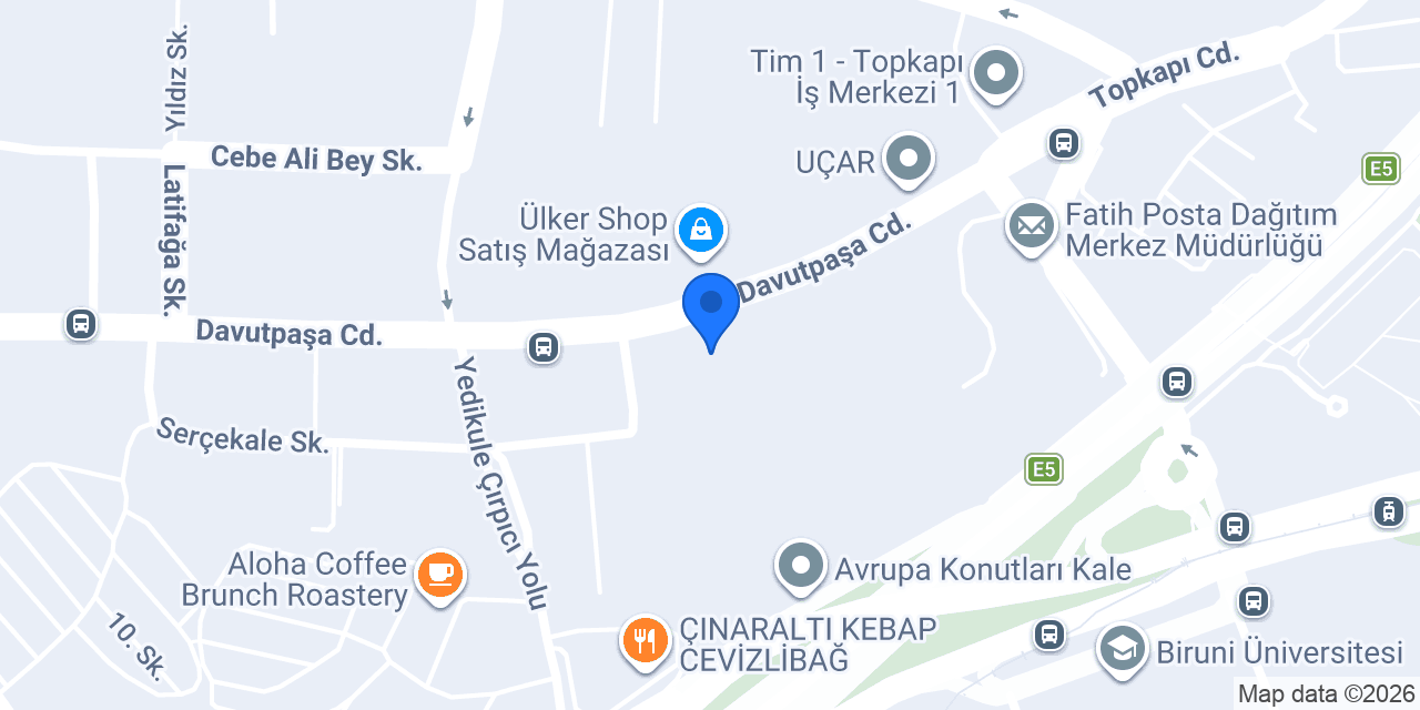 Yapı Kredi Bankası - Topkapı Davutpaşa Şubesi konumu