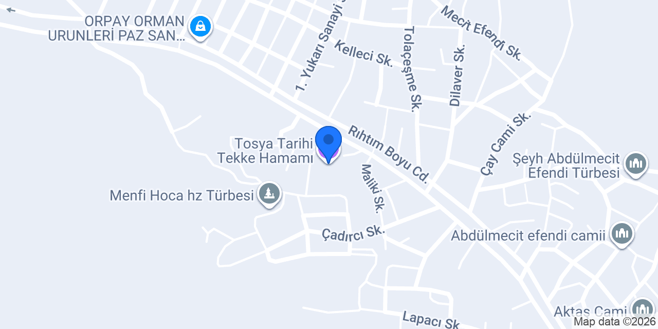Tosya Tarihi Tekke Hamamı konumu