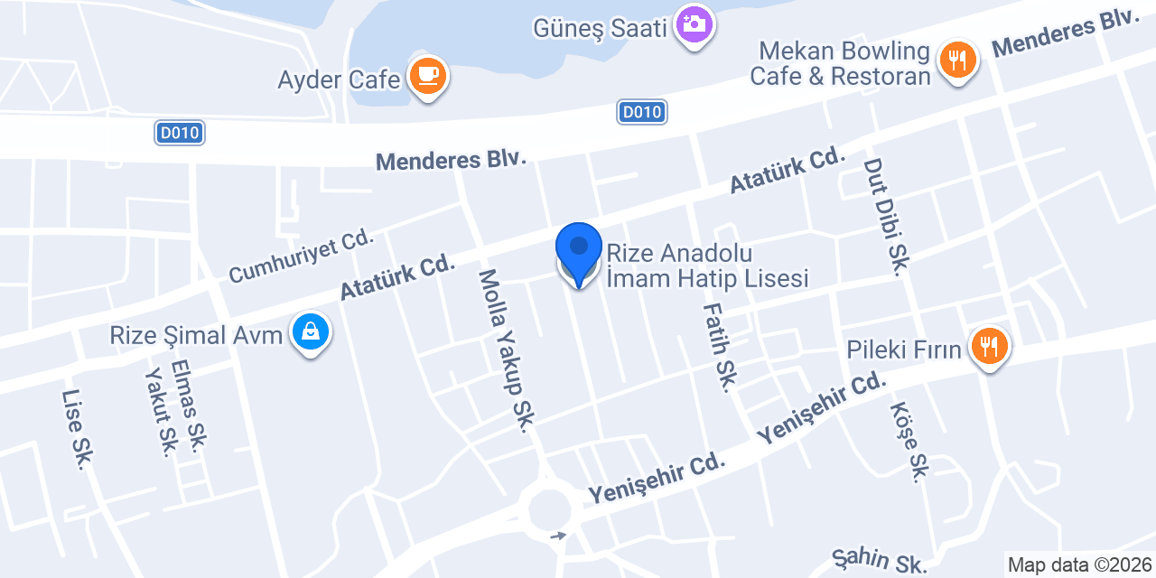 Rize Anadolu İmam Hatip Lisesi konumu
