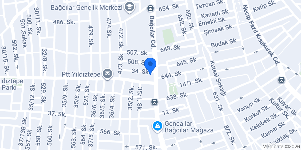 Yapı Kredi - Bağcılar Parseller Şubesi konumu