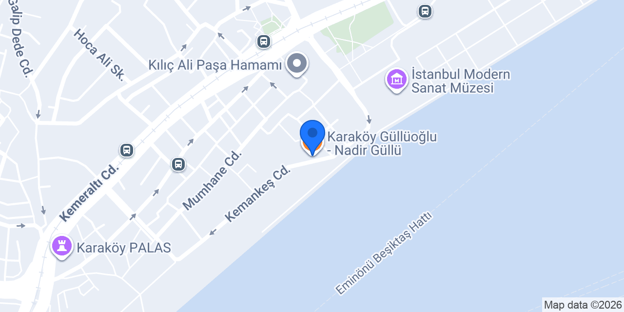 Karaköy Güllüoğlu - Nadir Güllü konumu