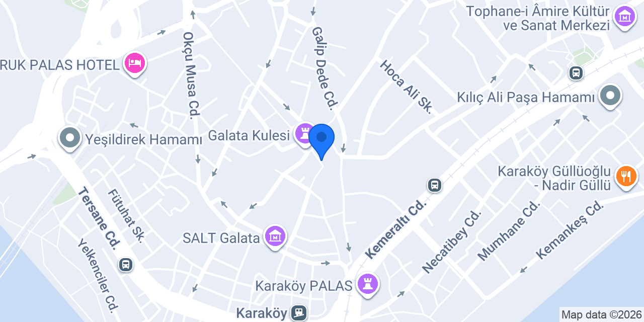 Pera Cam Atölyesi konumu