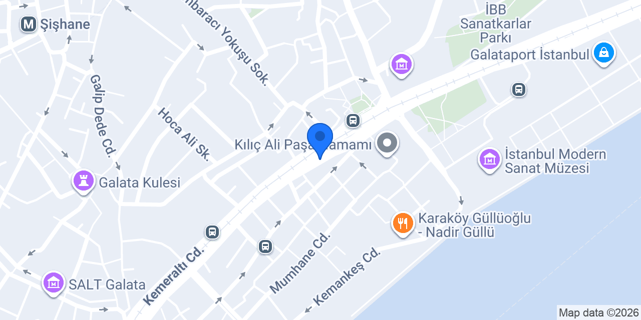 Karaköy Köşkeroğlu Tophane konumu