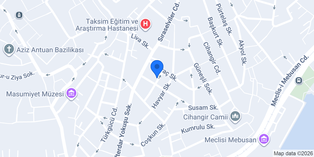 Bir Cihangir Oteli konumu