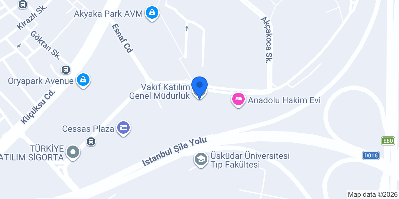 Vakıf Katılım Genel Müdürlük konumu