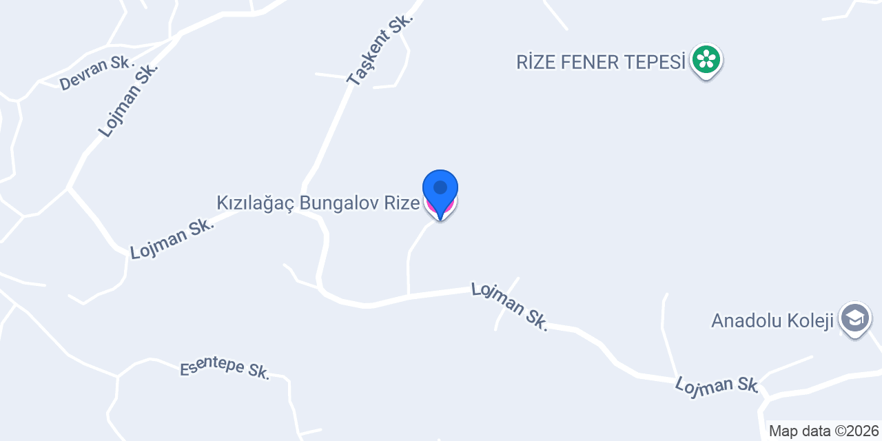 Kızılağaç Bungalov Rize konumu