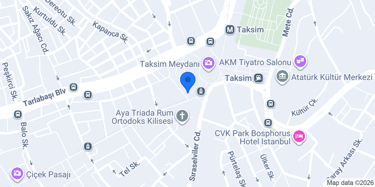 Taksim Kitabevi konumu