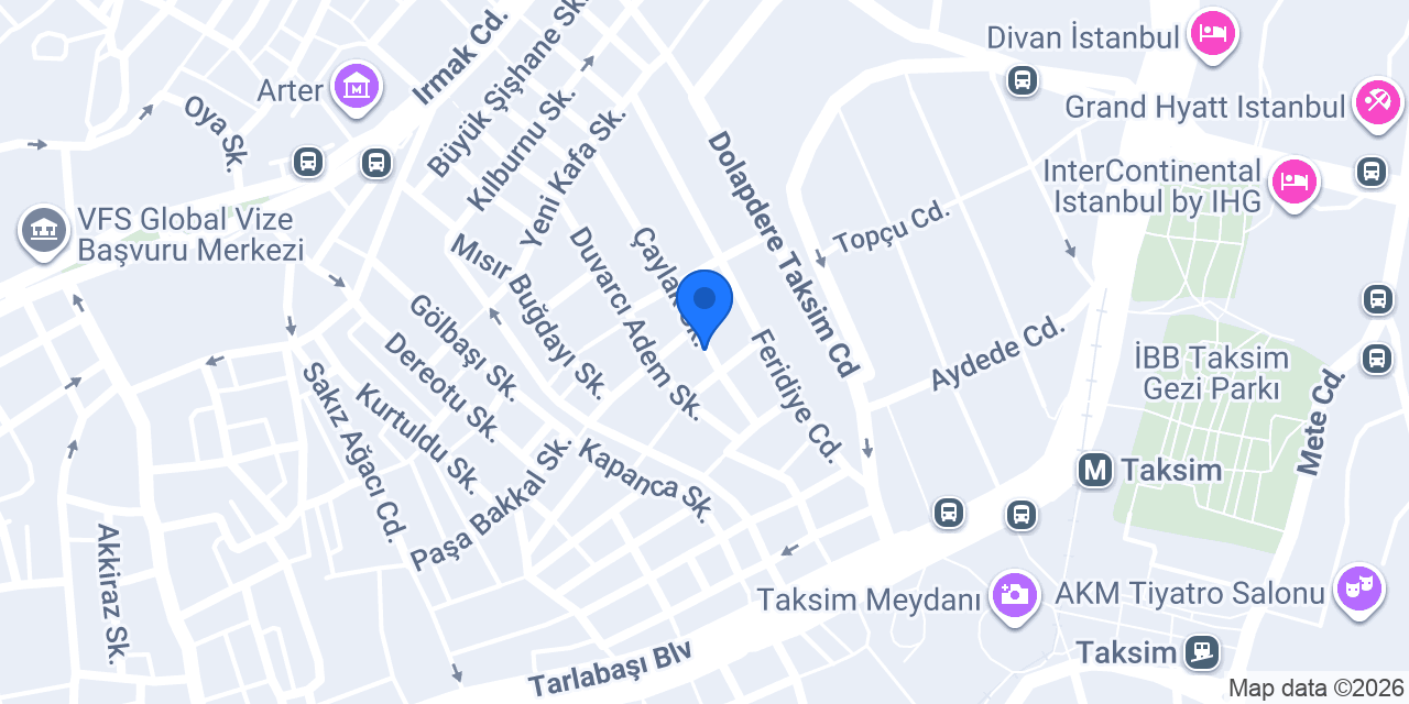Taksim Çetinkaya Suite Hotel konumu