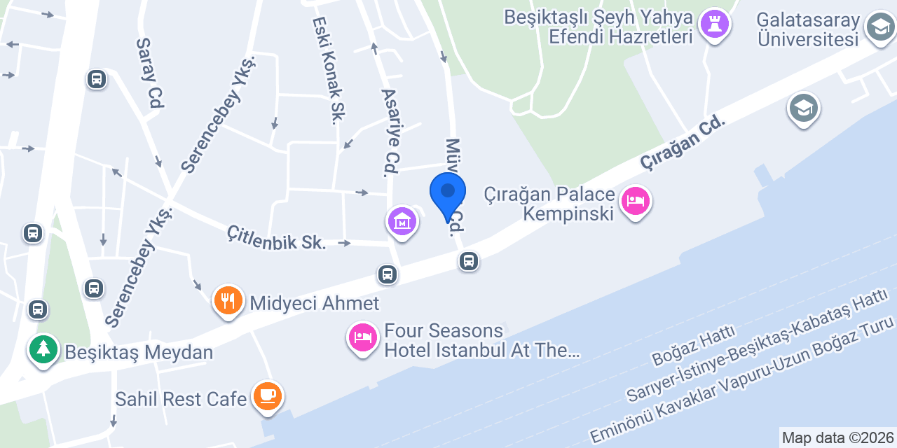 Çırağan Hotel Bosphorus konumu