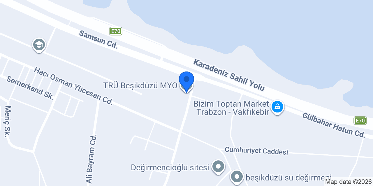 TRÜ Beşikdüzü MYO konumu