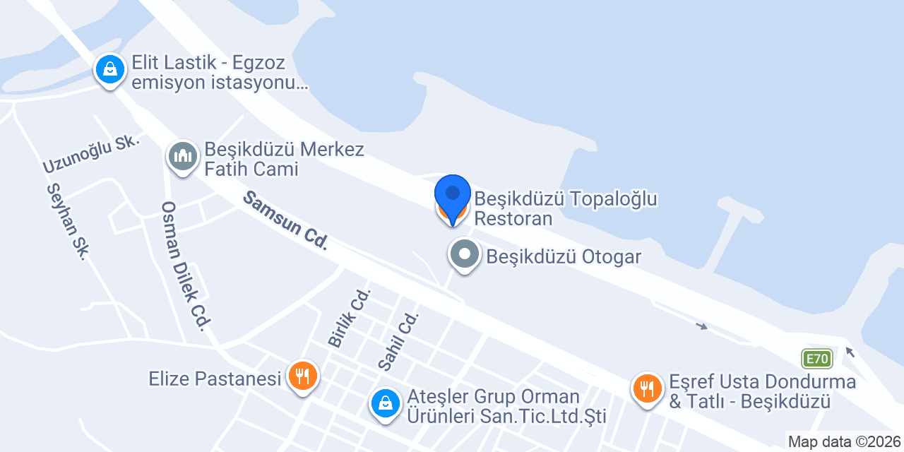 Beşikdüzü Topaloğlu Restoran konumu