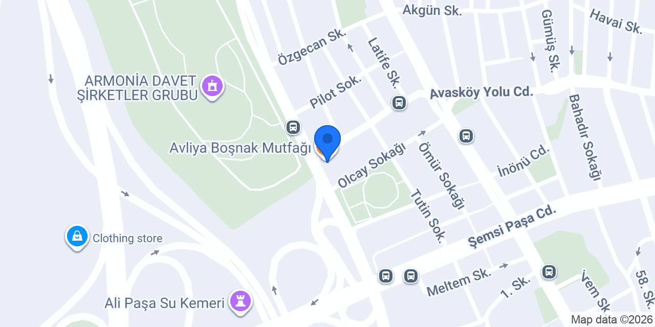 Avliya Boşnak Mutfağı konumu