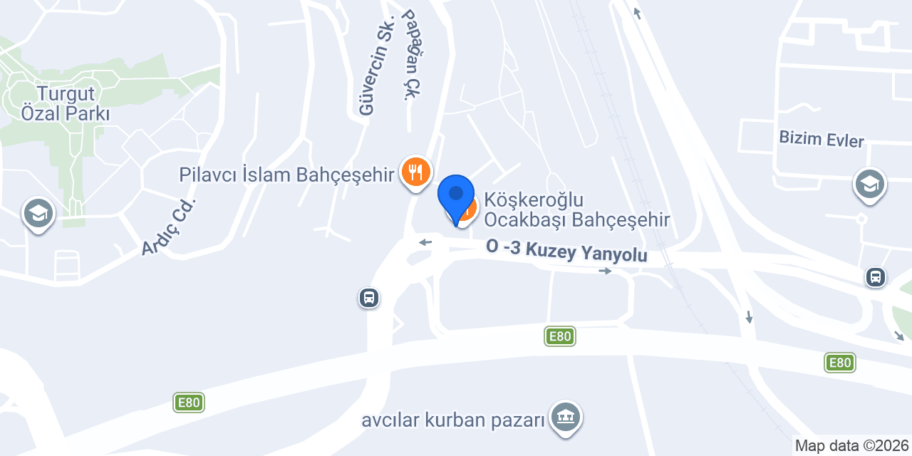 Köşkeroğlu Ocakbaşı Bahçeşehir konumu