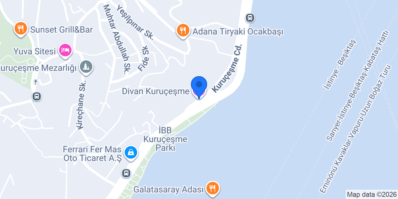 Divan Kuruçeşme konumu